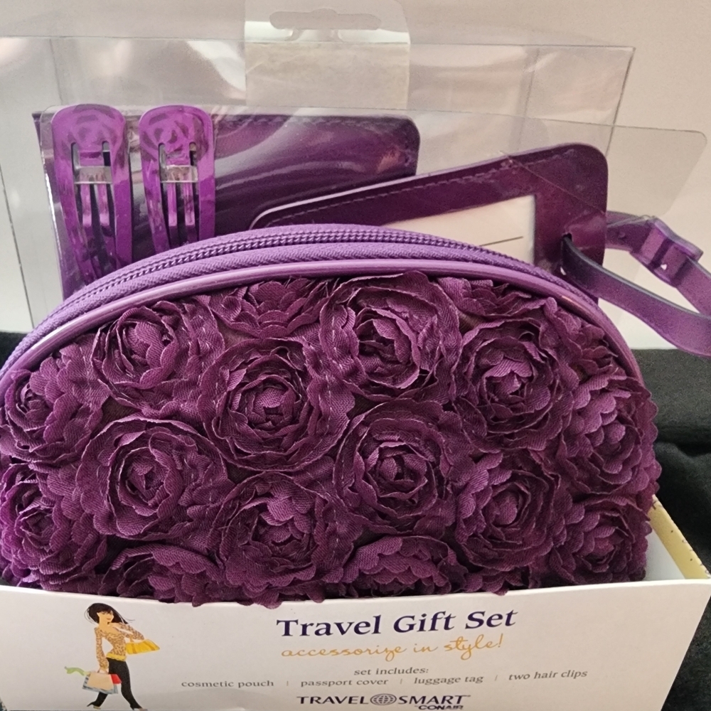 Purple Rose Cosmetic Bag Set